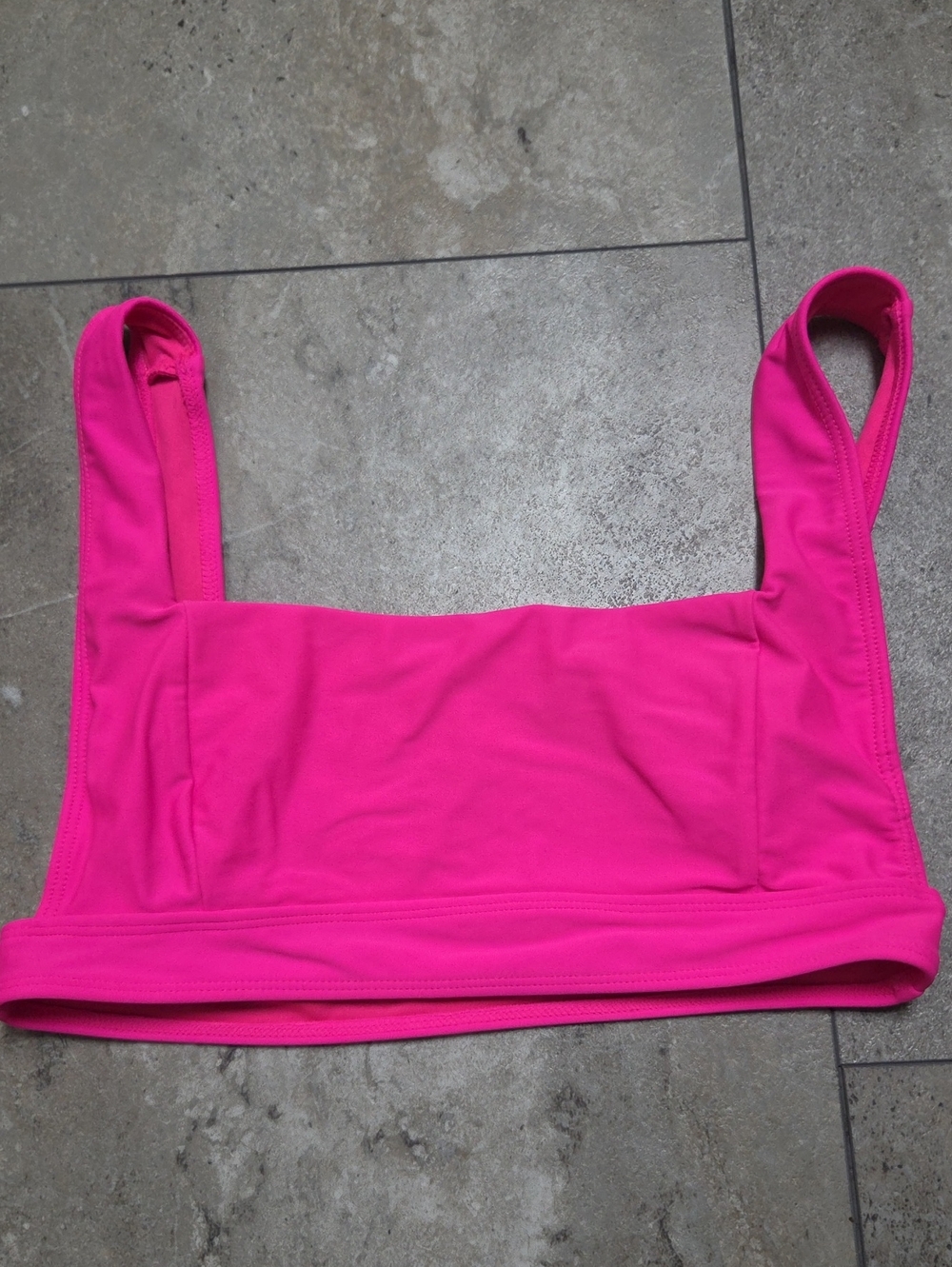- Square-Neck Bikini Top in Hot Pink